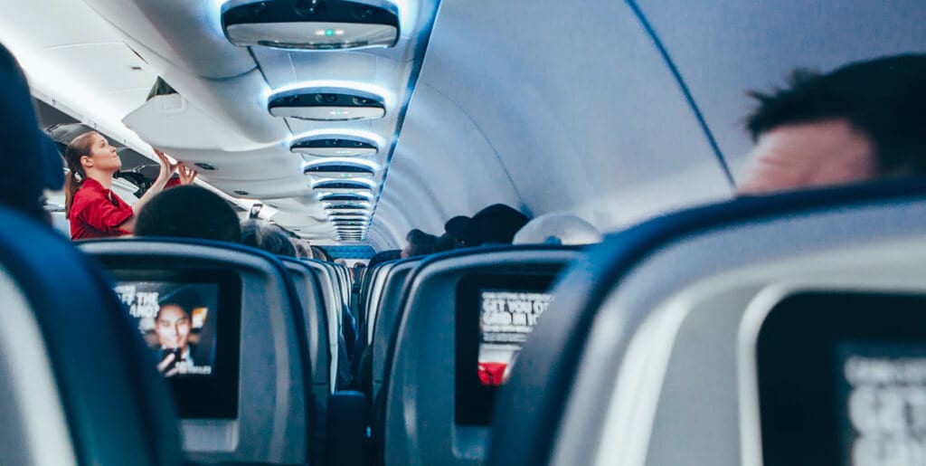 Aufnahme vom Flugzeuginneren.