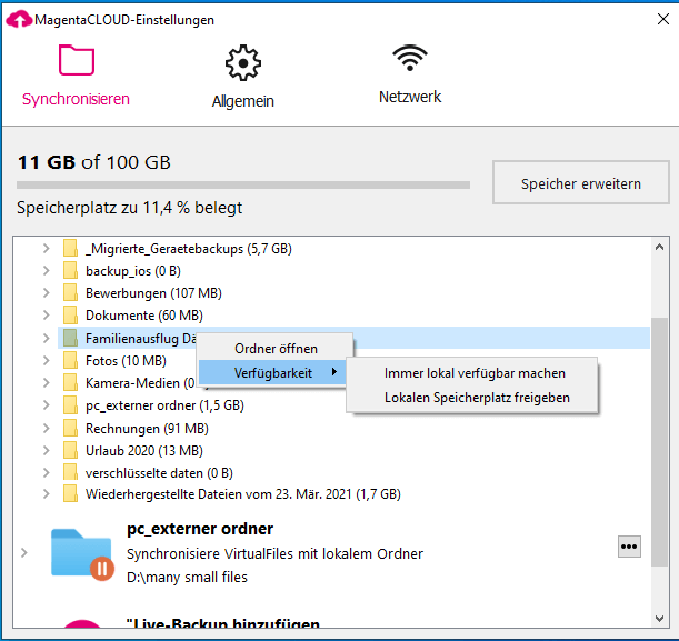 Screenshot aus der MagentaCloud Anwendung: Einrichtugn von Verschlüsselung auf Android.