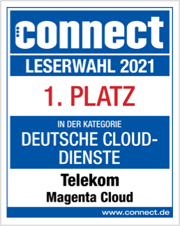 connect Leserwahl 2021: Erster Platz in der Kategorie Deutsche Cloud-Dienste.